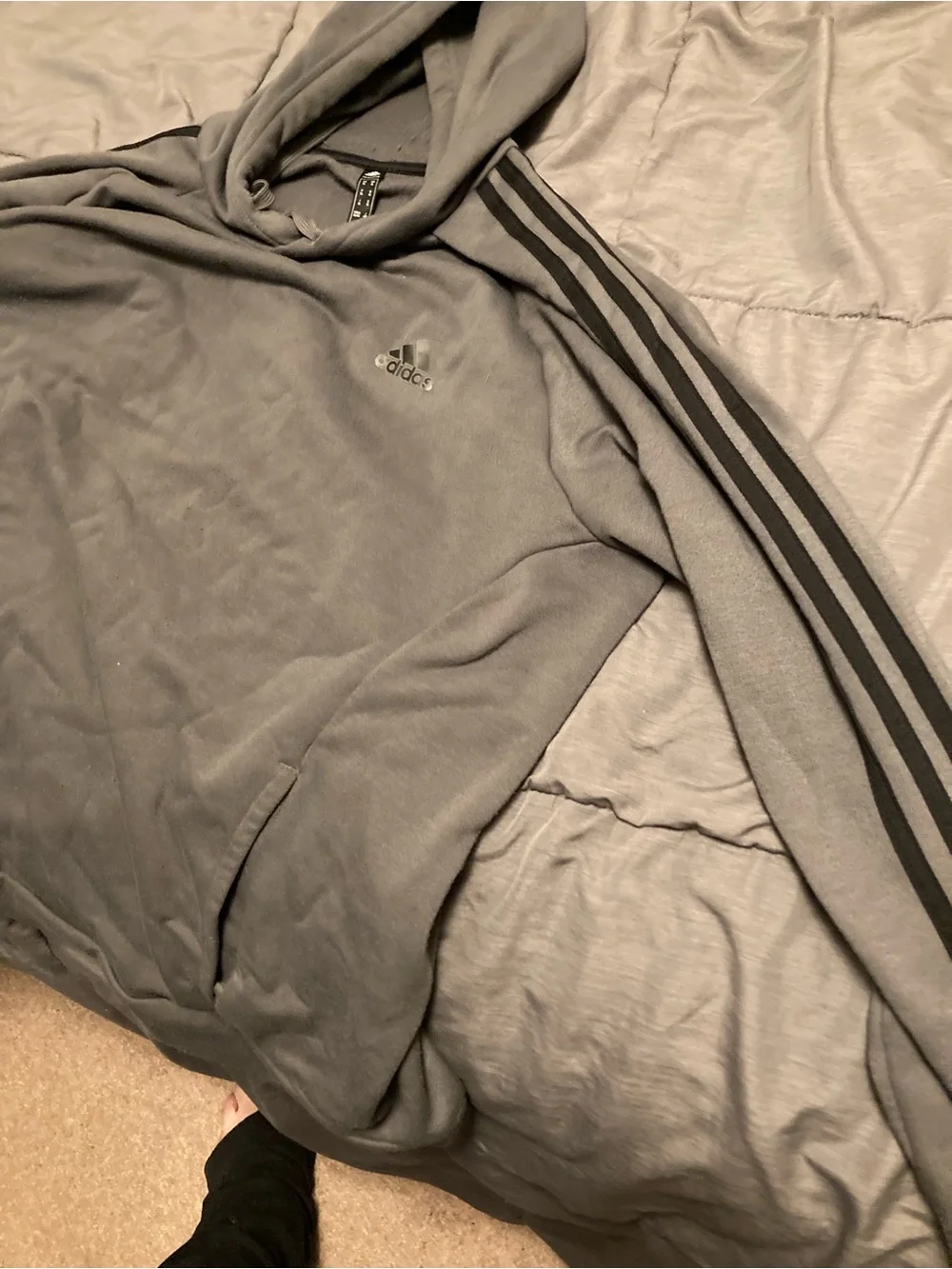 adidas Men's Gray Crewneck Hoodie with Signature 3-Stripes